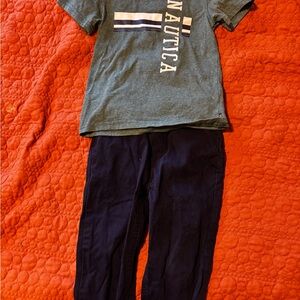 Nautica Green T-Shirt and Blue Pants